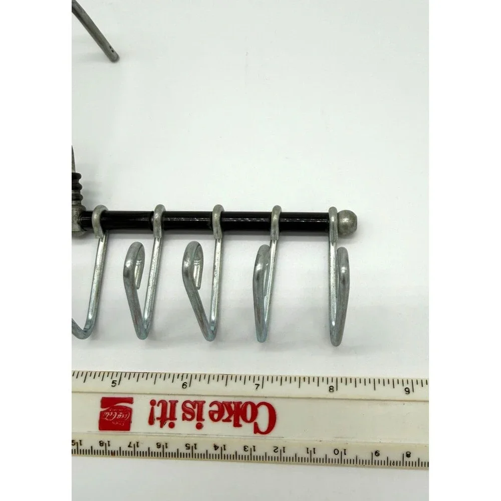 Vintage Tie & Belt Hanger - 10 Hook Metal Closet Organizer - Black & Chrome